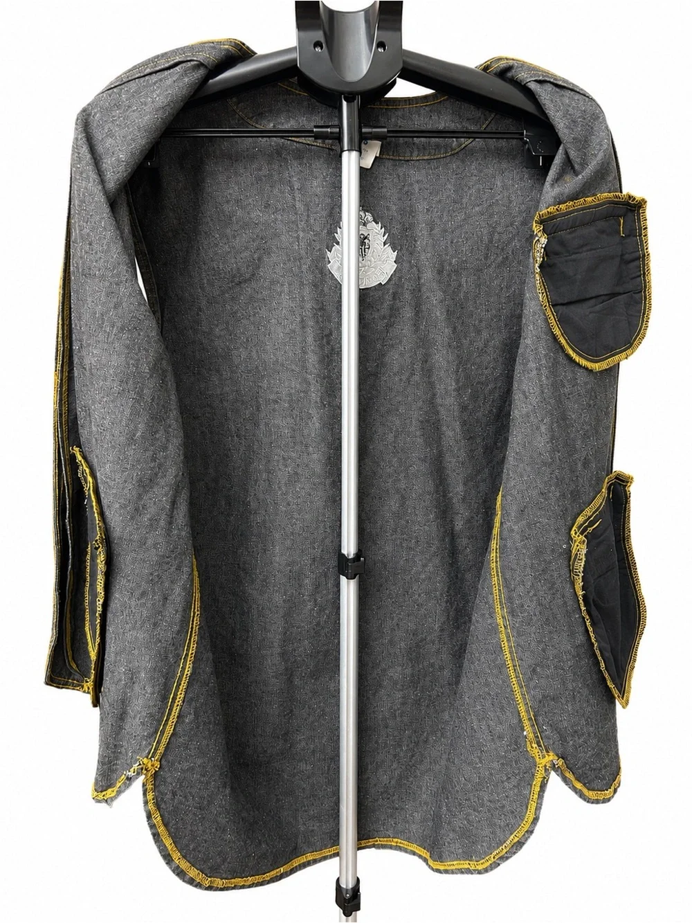 Duck Head Men's Gray Denim Utility Vest with Yellow Contrast Stitching